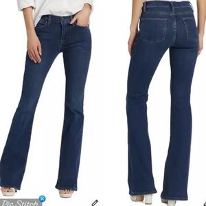 👖FRAME Le High Flare stretch denim jeans in Naples wash blue size 31
